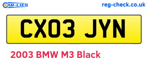 CX03JYN are the vehicle registration plates.