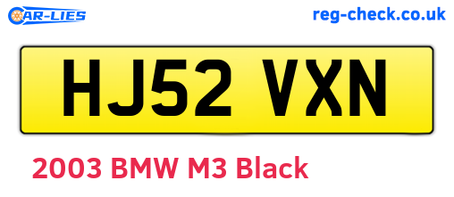 HJ52VXN are the vehicle registration plates.
