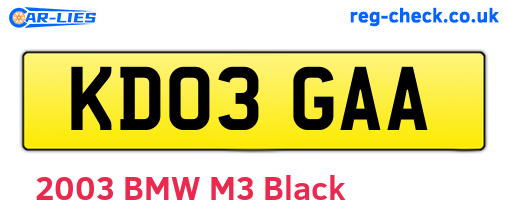 KD03GAA are the vehicle registration plates.