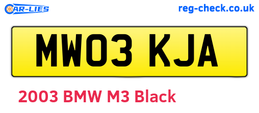 MW03KJA are the vehicle registration plates.
