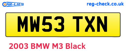MW53TXN are the vehicle registration plates.