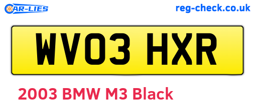 WV03HXR are the vehicle registration plates.