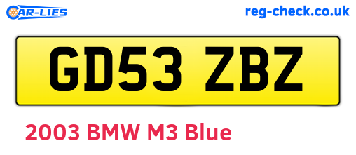 GD53ZBZ are the vehicle registration plates.