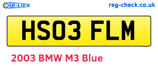 HS03FLM are the vehicle registration plates.