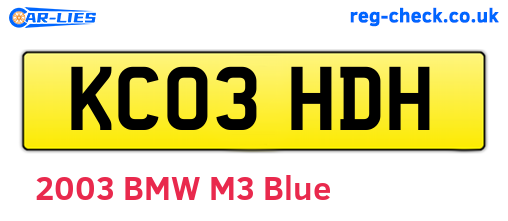 KC03HDH are the vehicle registration plates.