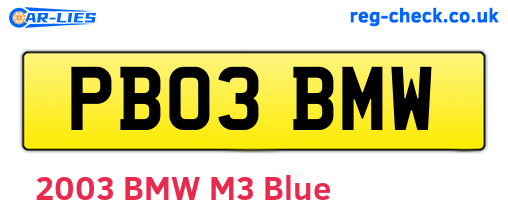 PB03BMW are the vehicle registration plates.