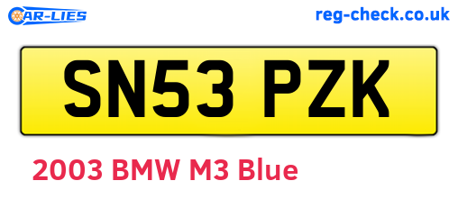 SN53PZK are the vehicle registration plates.