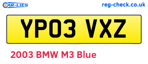 YP03VXZ are the vehicle registration plates.
