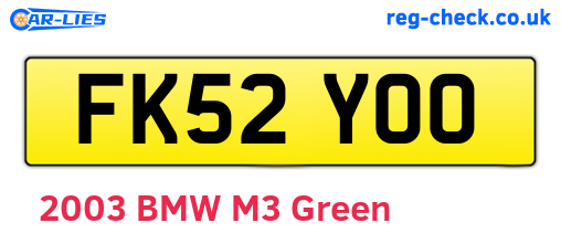 FK52YOO are the vehicle registration plates.