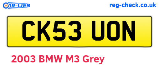 CK53UON are the vehicle registration plates.