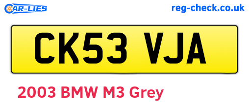 CK53VJA are the vehicle registration plates.