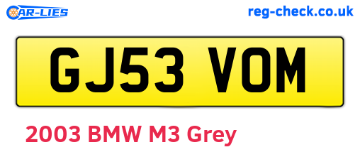 GJ53VOM are the vehicle registration plates.