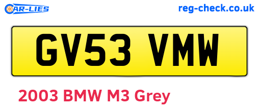 GV53VMW are the vehicle registration plates.