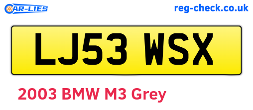 LJ53WSX are the vehicle registration plates.