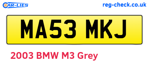 MA53MKJ are the vehicle registration plates.