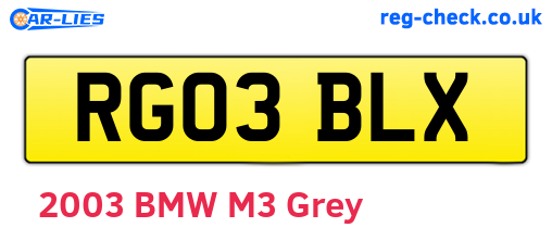 RG03BLX are the vehicle registration plates.