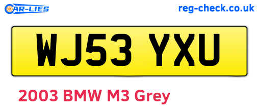 WJ53YXU are the vehicle registration plates.