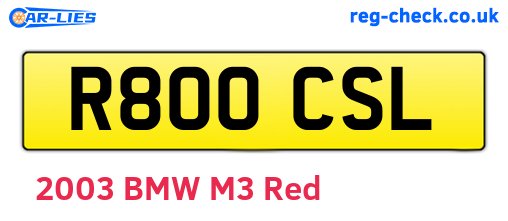R800CSL are the vehicle registration plates.