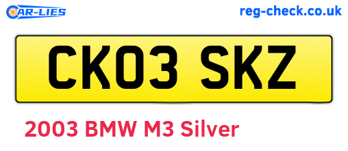 CK03SKZ are the vehicle registration plates.