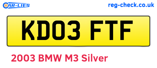 KD03FTF are the vehicle registration plates.