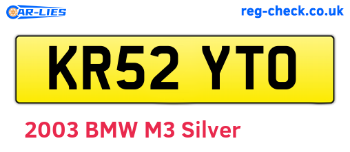 KR52YTO are the vehicle registration plates.