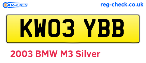 KW03YBB are the vehicle registration plates.