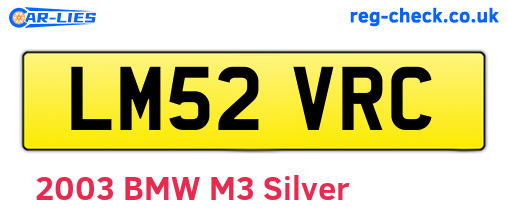 LM52VRC are the vehicle registration plates.