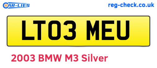 LT03MEU are the vehicle registration plates.