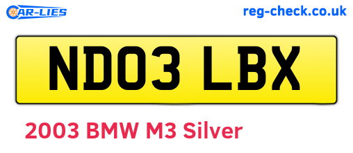 ND03LBX are the vehicle registration plates.