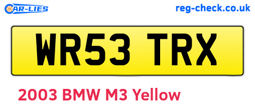 WR53TRX are the vehicle registration plates.
