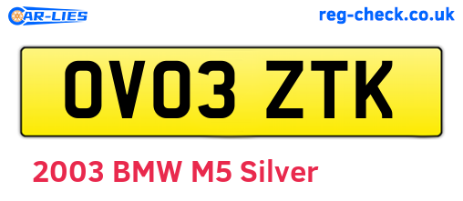 OV03ZTK are the vehicle registration plates.