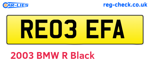 RE03EFA are the vehicle registration plates.