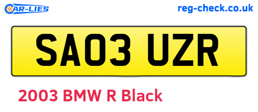 SA03UZR are the vehicle registration plates.