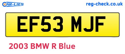 EF53MJF are the vehicle registration plates.