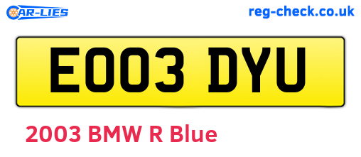 EO03DYU are the vehicle registration plates.