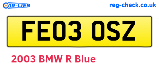 FE03OSZ are the vehicle registration plates.