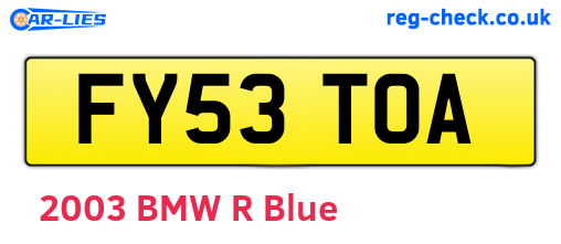 FY53TOA are the vehicle registration plates.