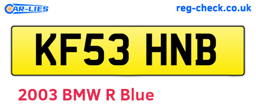 KF53HNB are the vehicle registration plates.