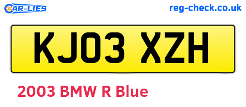KJ03XZH are the vehicle registration plates.