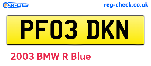 PF03DKN are the vehicle registration plates.