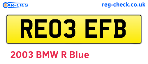 RE03EFB are the vehicle registration plates.