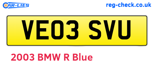 VE03SVU are the vehicle registration plates.