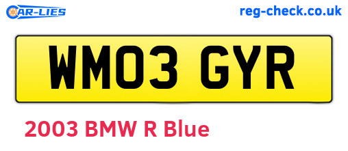 WM03GYR are the vehicle registration plates.