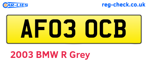 AF03OCB are the vehicle registration plates.