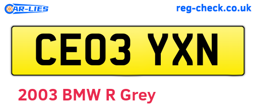 CE03YXN are the vehicle registration plates.