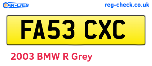 FA53CXC are the vehicle registration plates.