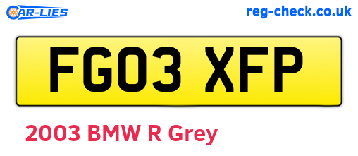 FG03XFP are the vehicle registration plates.
