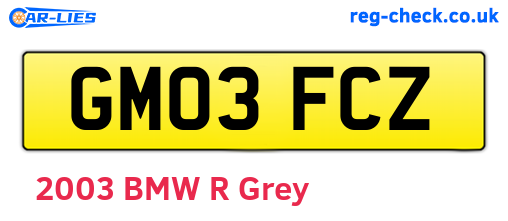 GM03FCZ are the vehicle registration plates.