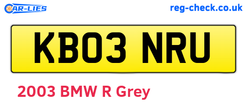 KB03NRU are the vehicle registration plates.