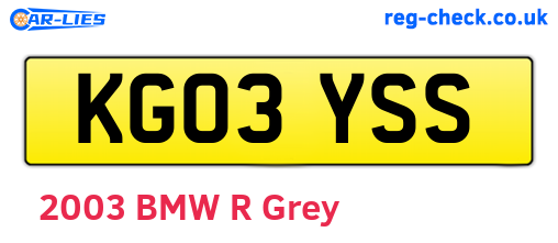 KG03YSS are the vehicle registration plates.